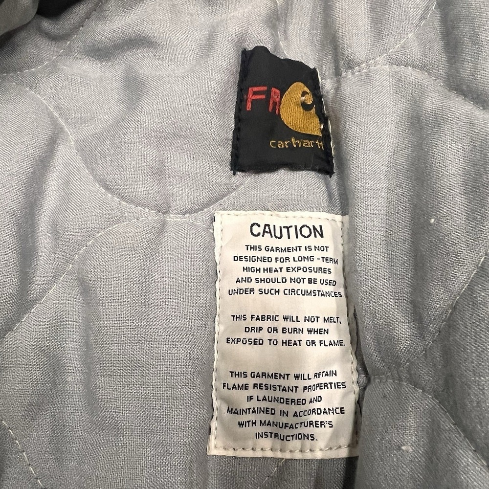 Carhartt FR Flame Resistant Men's 2XL Canvas Blue Work Coat Jacket Quilted Lined - Picture 8 of 16